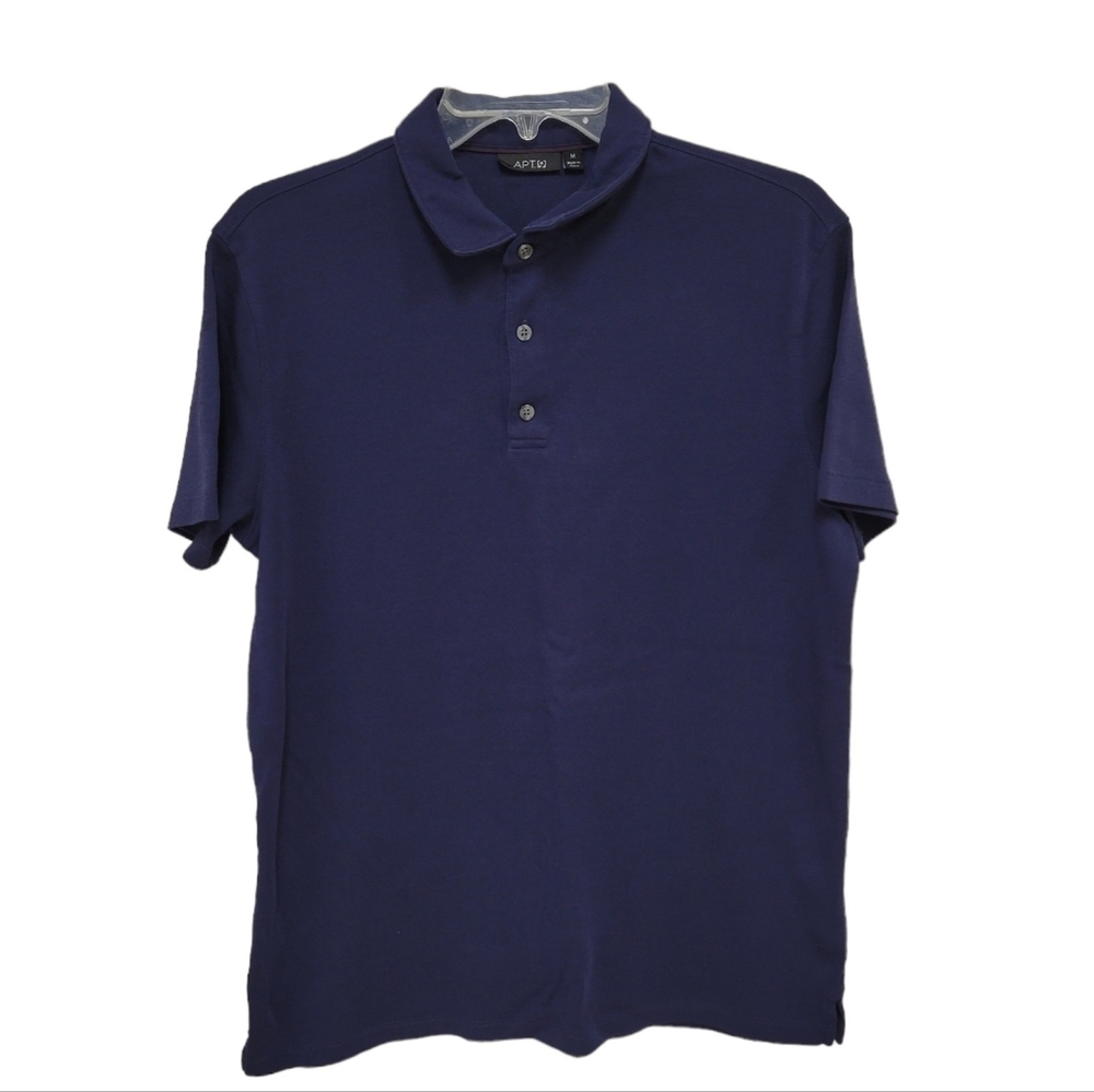 Apt. 9 men's short sleeve polo shirt size Medium buttons navy blue